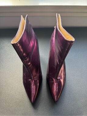 mark. Metallic Purple Pointed Toe Ankle Booties